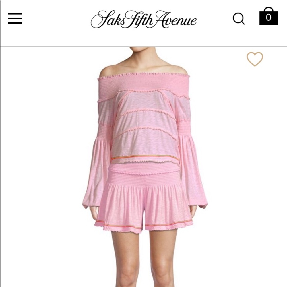 Saks Pitusa Luxury Beach Coverup Smocked 2 Piece